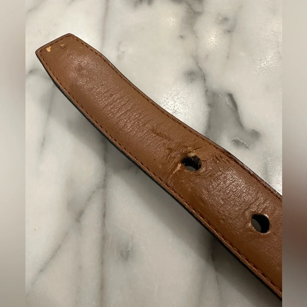Polo Ralph Lauren Black Leather Belt with silver buckle - size 26 waist